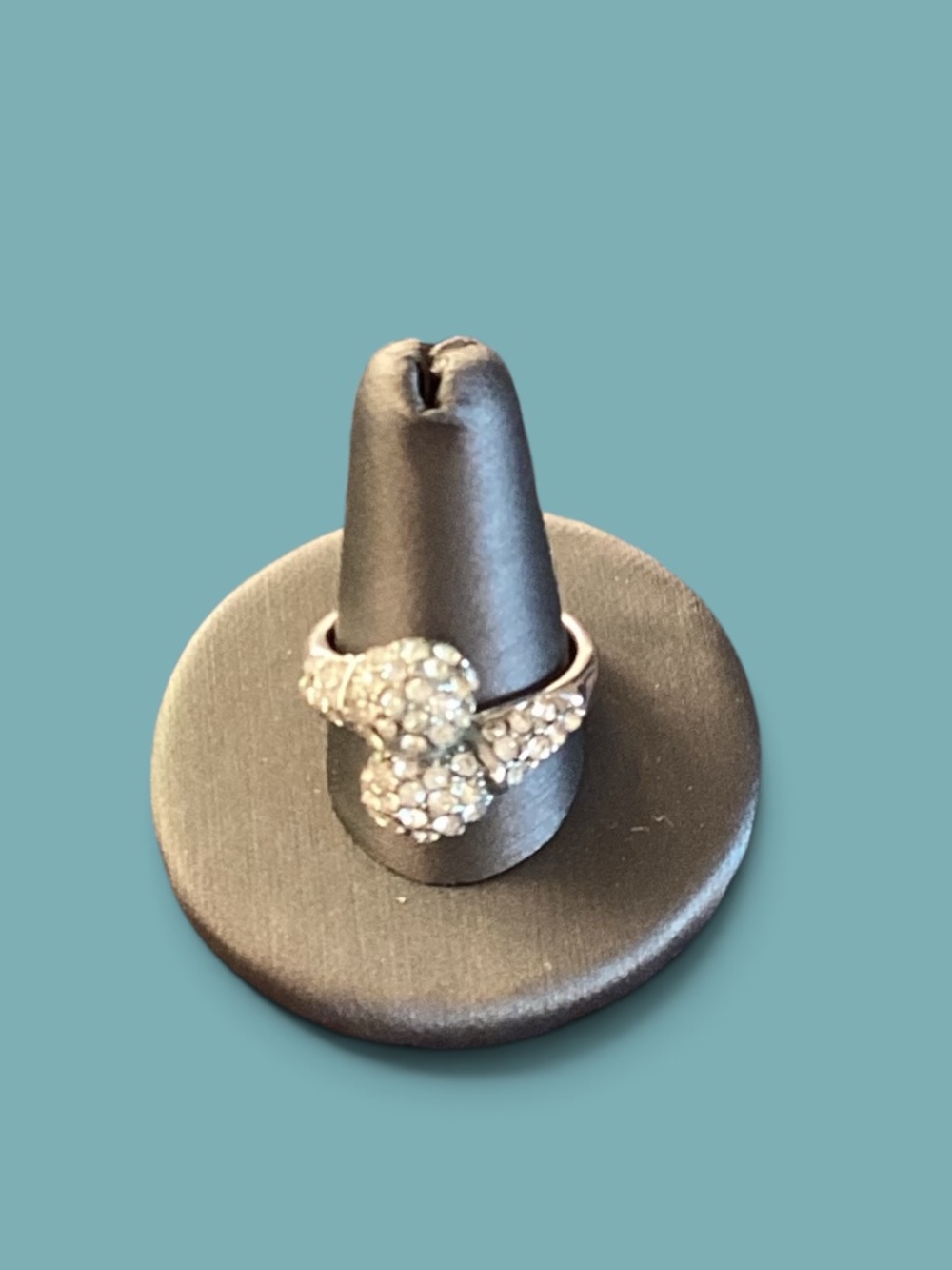 Silver-Tone Double Cluster Ring